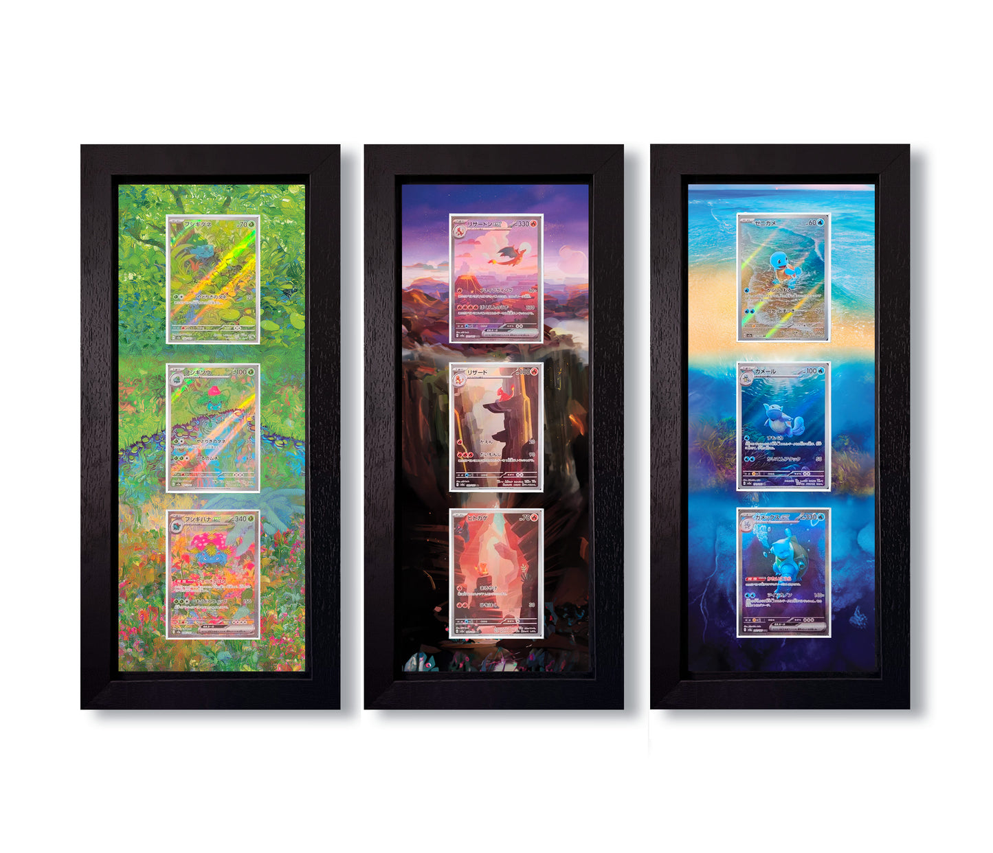 Grass Starter Pokemon 151 Evo Line Print 3 Raw Card Frame