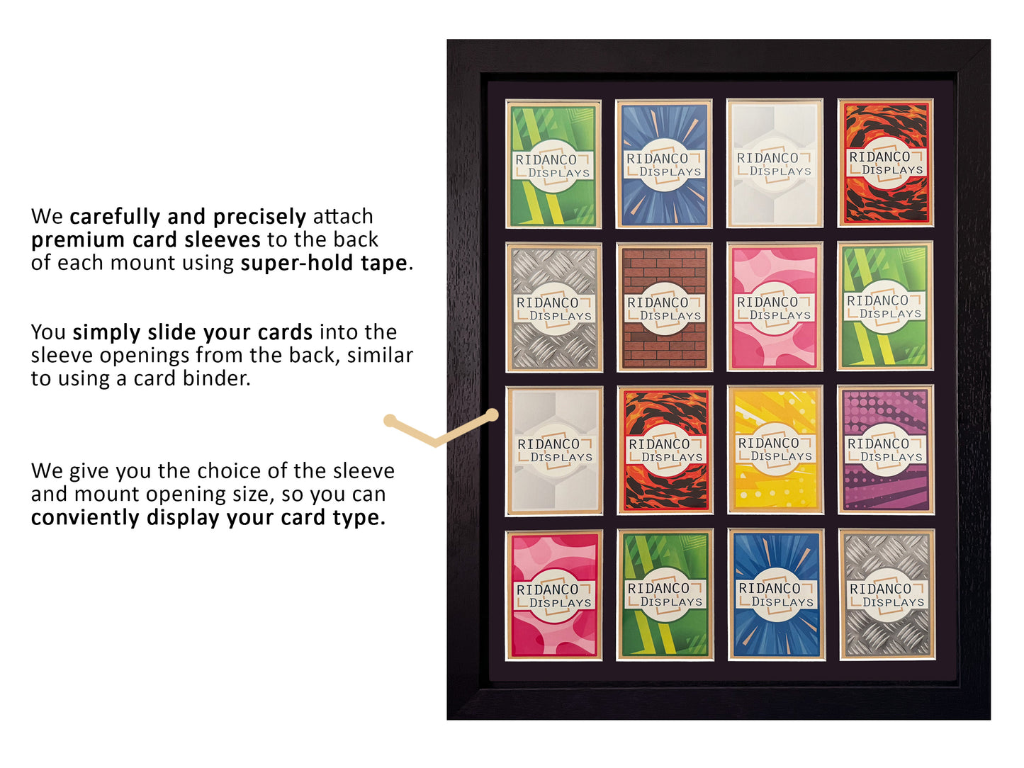 11 (GK + 4,1,2,1,2 Football Formation) Raw Card Display Frame | Black