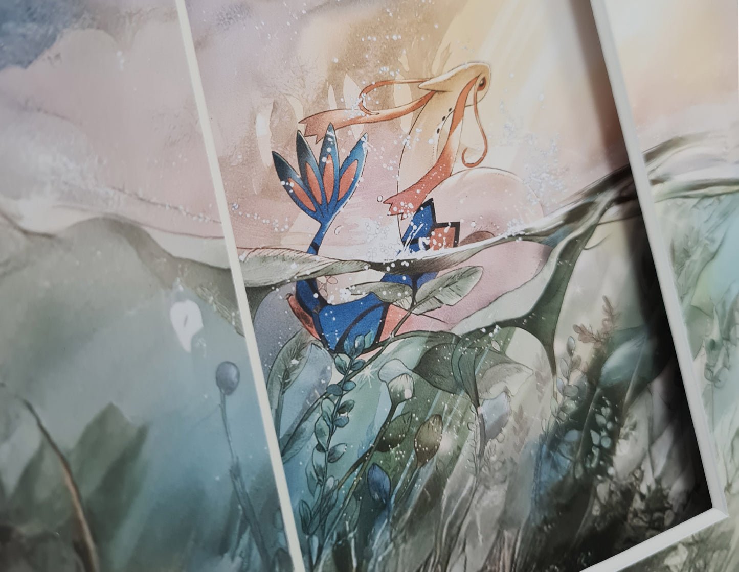 Pokemon Feebas and Milotic Surging Sparks SAR Print 2 Slab Frame