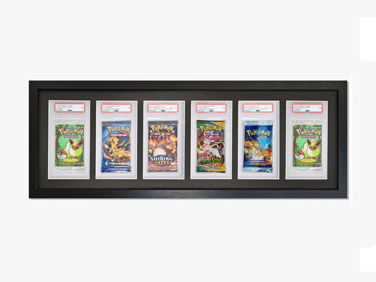 6 (1x6) Graded Booster Pack Display Frame | Black, 23x35mm