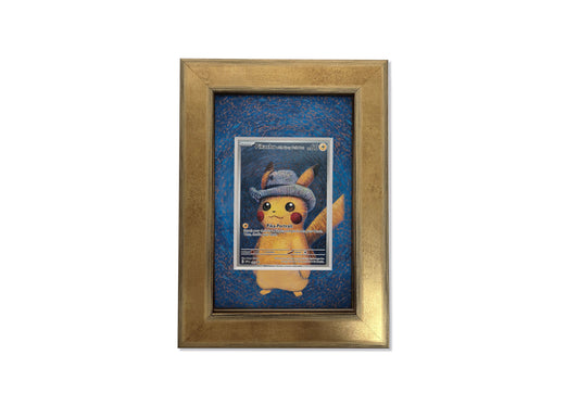 Pikachu Felt Hat Promo Raw Card Print Frame | Gold 22x22mm