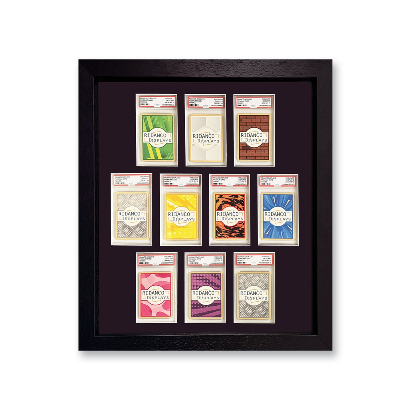 10 (3+4+3) Graded Card Slab Frame | Black, 39x29mm