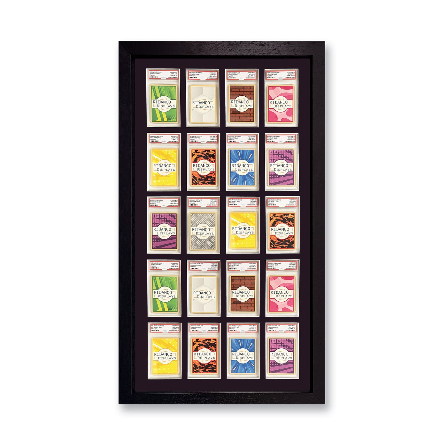 20 (5 rows of 4) Graded Card Slab Frame | Black, 39x29mm