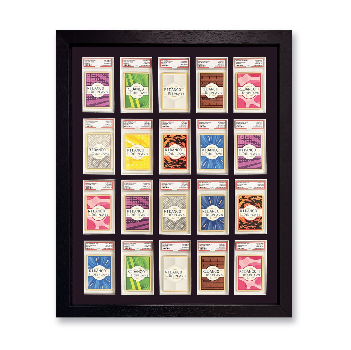 20 (4 rows of 5) Graded Card Slab Frame | Black, 39x29mm