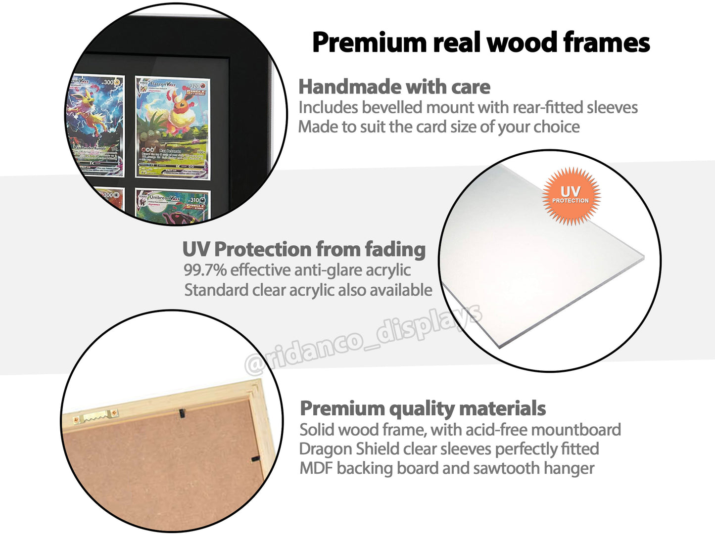 9 Raw Trading Card Display Frame | Black, 22x22mm