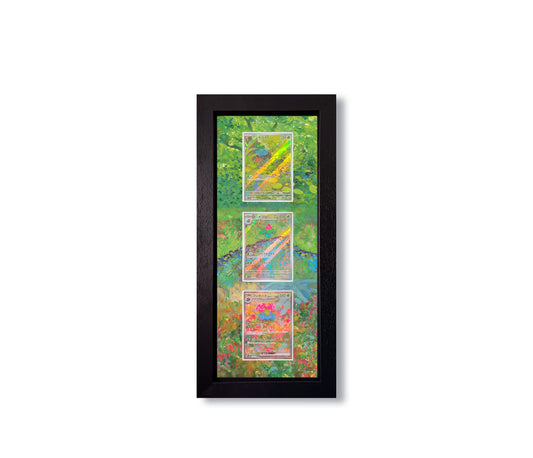 Grass Starter Pokemon 151 Evo Line Print 3 Raw Card Frame