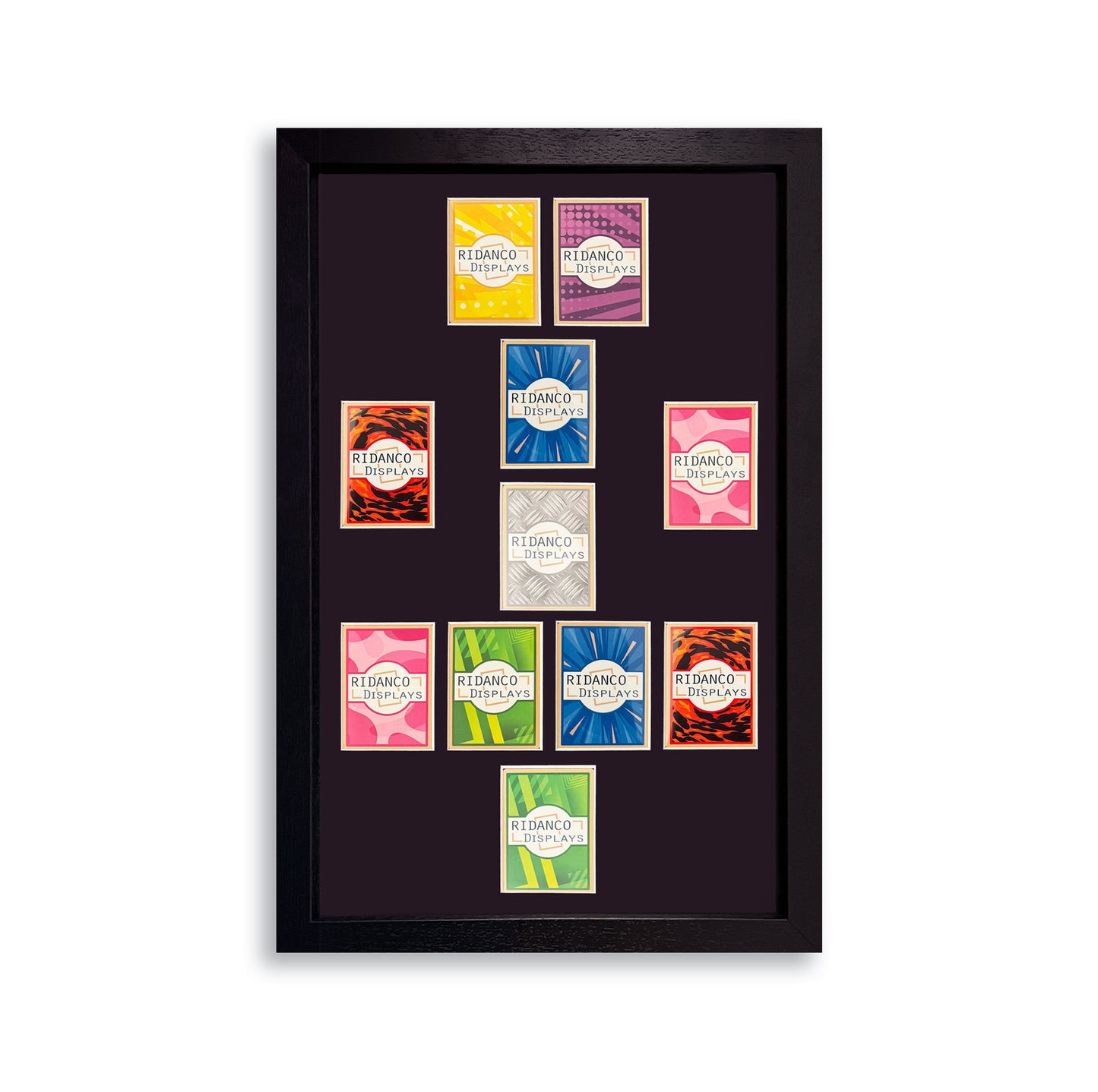 11 (GK + 4,1,2,1,2 Football Formation) Raw Card Display Frame | Black