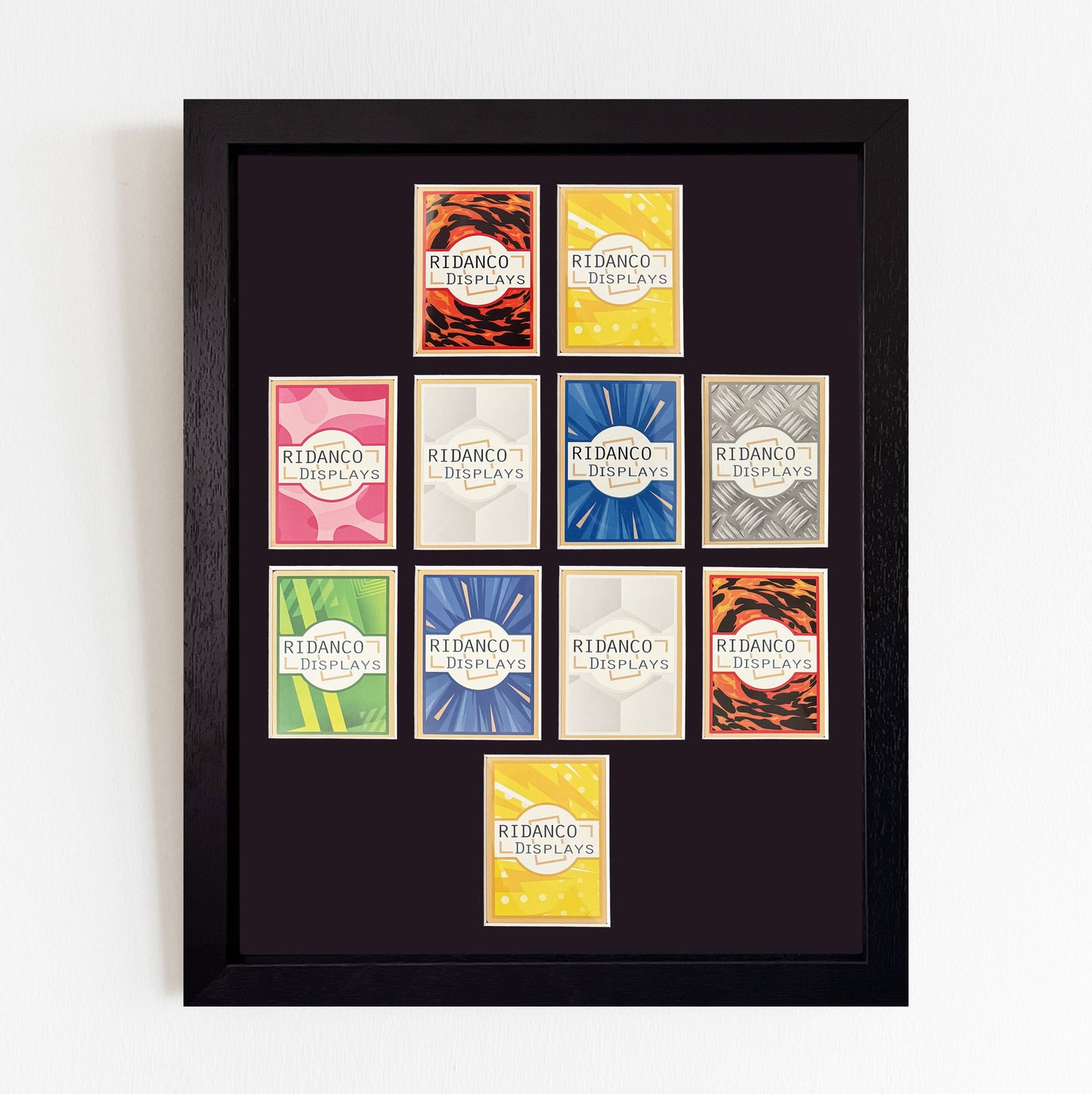 11 (GK + 4,4,2 Football Formation) Raw Card Display Frame | Black