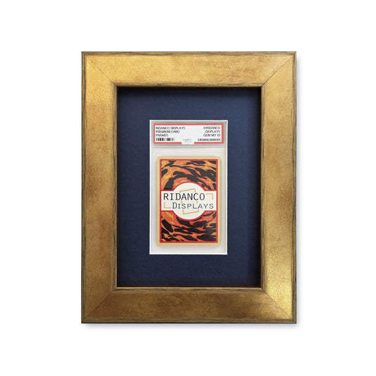 Gold Frame/Navy Mount 1 Graded Card Slab Frame | 33x30mm 'Showpiece'