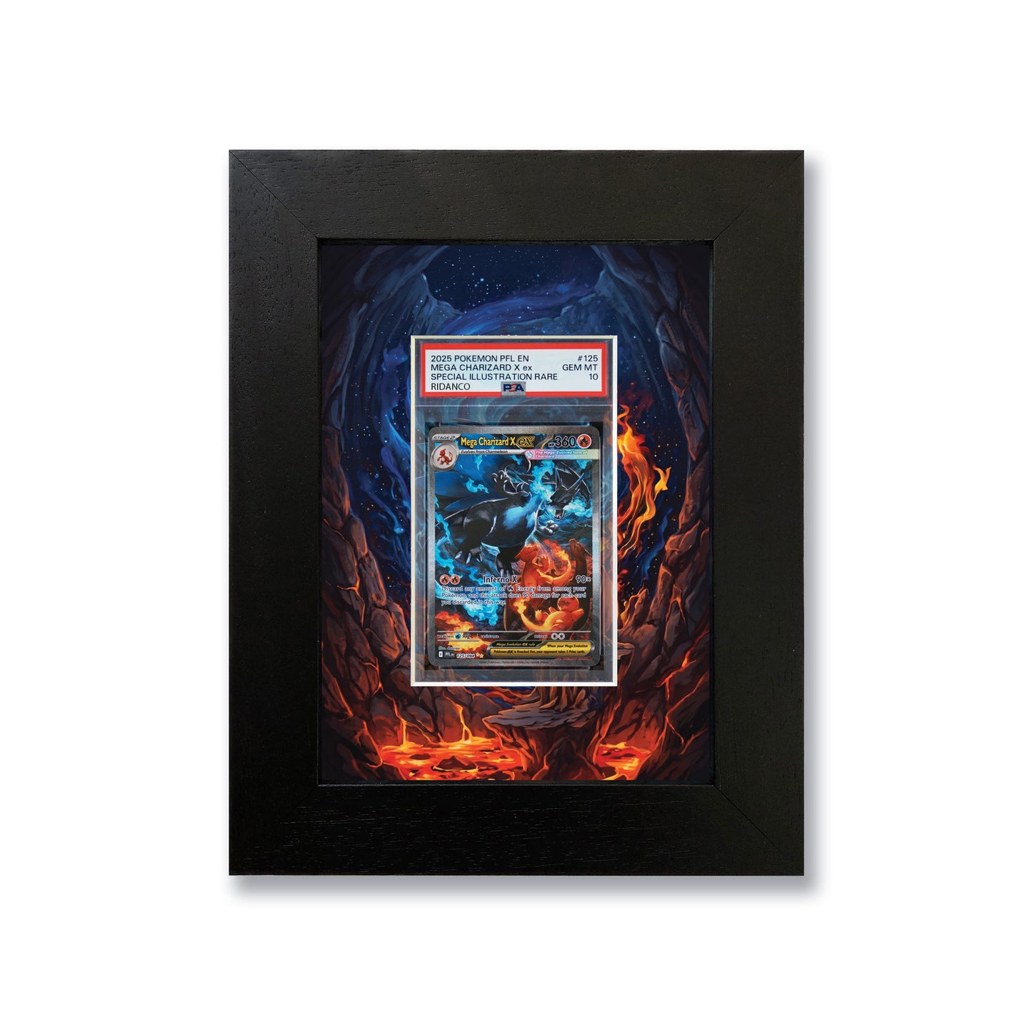 Mega Charizard X EX Print 1 Graded Card Slab Frame | 33x30mm 'Showpiece'