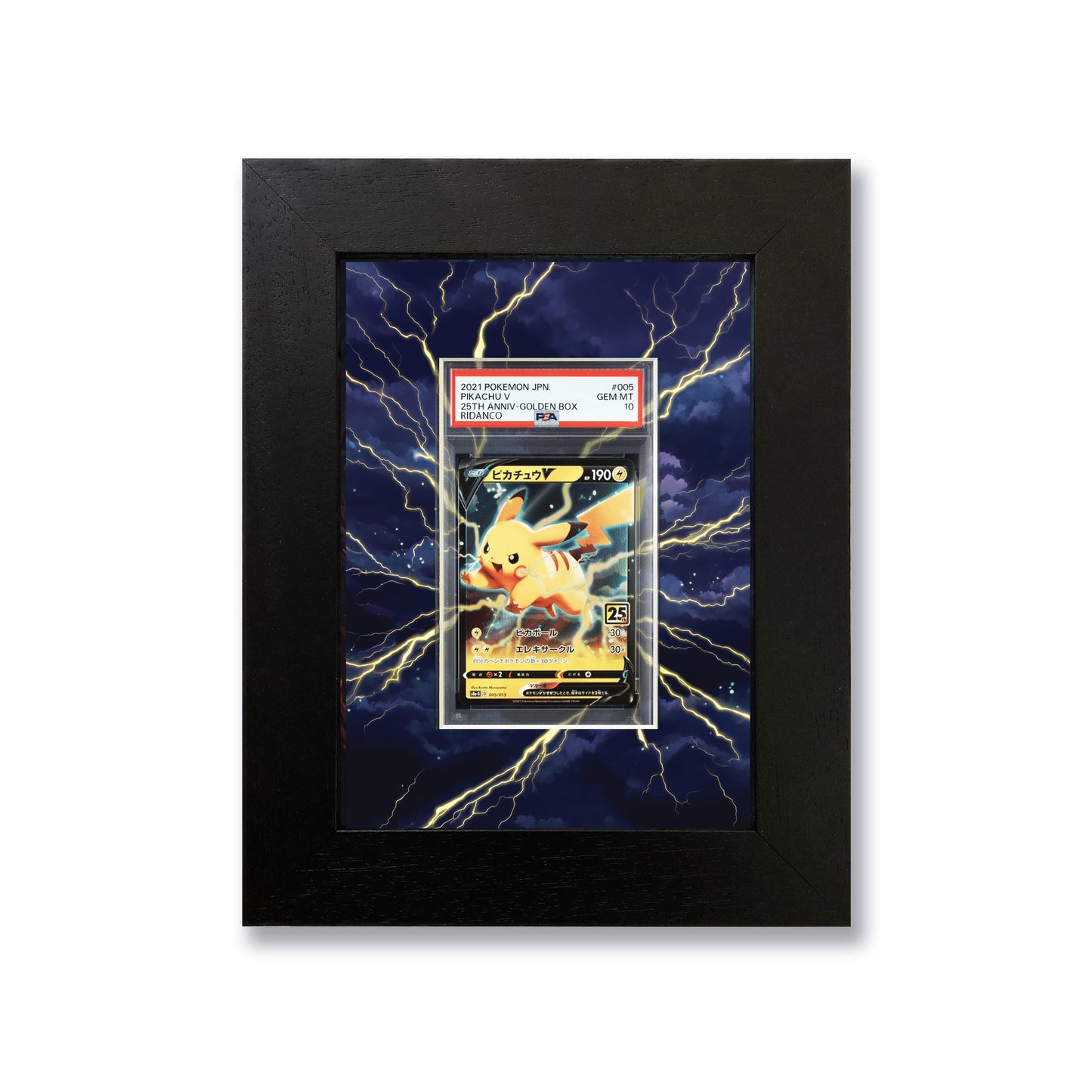 Pikachu V 25th Golden Box Print 1 Graded Card Slab Frame | 33x30mm 'Showpiece'
