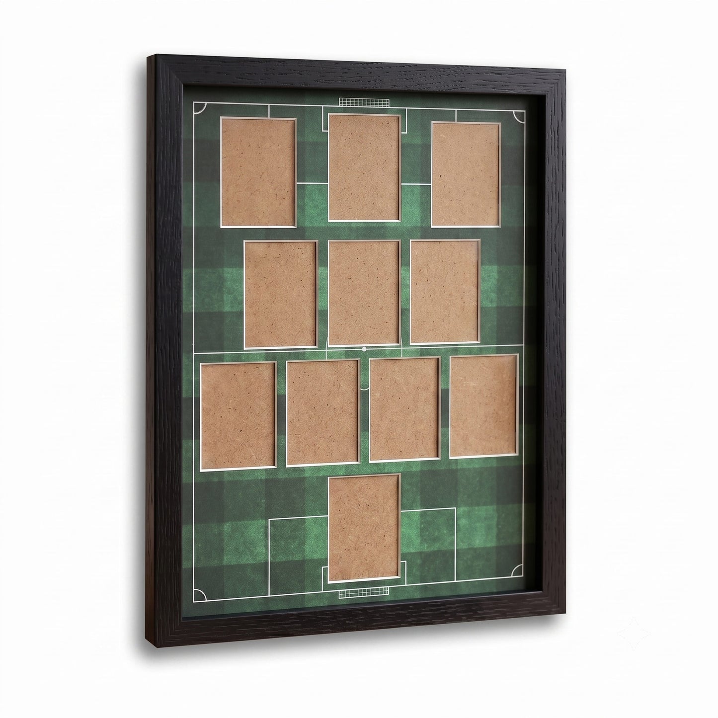 11 Football Pitch Print (4-4-2 OR 4-3-3) Raw Card Display Frame | 22x22mm