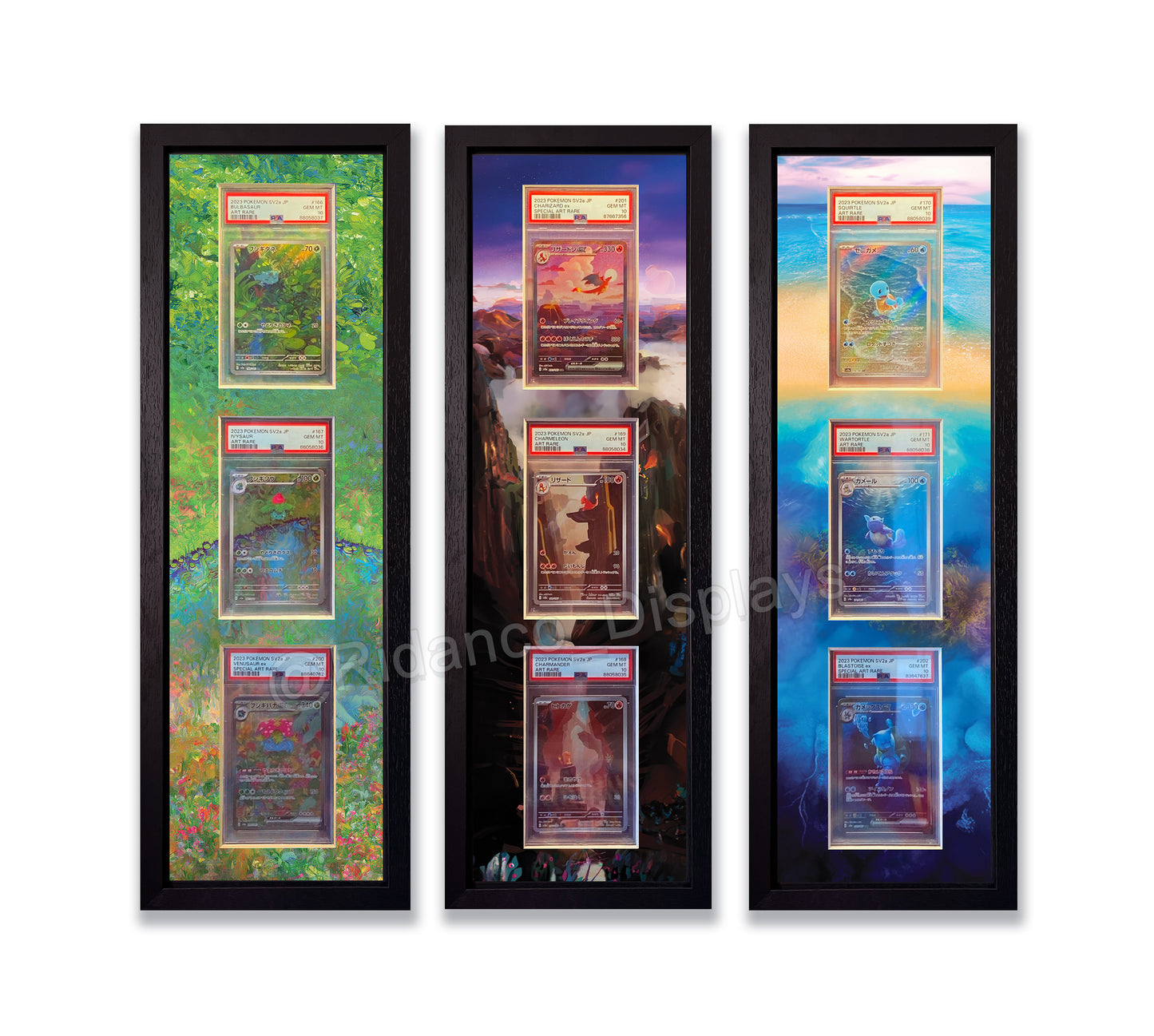 Grass Starter Pokemon 151 Evo Line Print 3 Slab Frame | Black