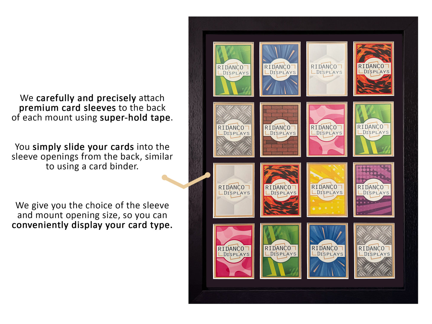 8 Raw Trading Card Display Frame | Black, 22x22mm | Ridanco Core