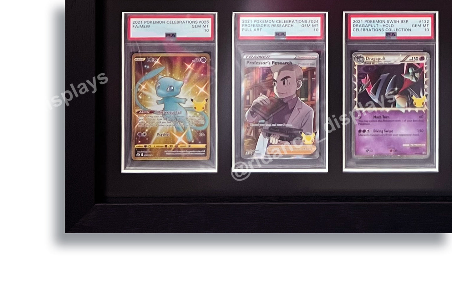 6 Combined (3 Booster Packs + 3 Graded Trading Card Slabs) Display Frame | Black, 22x22mm