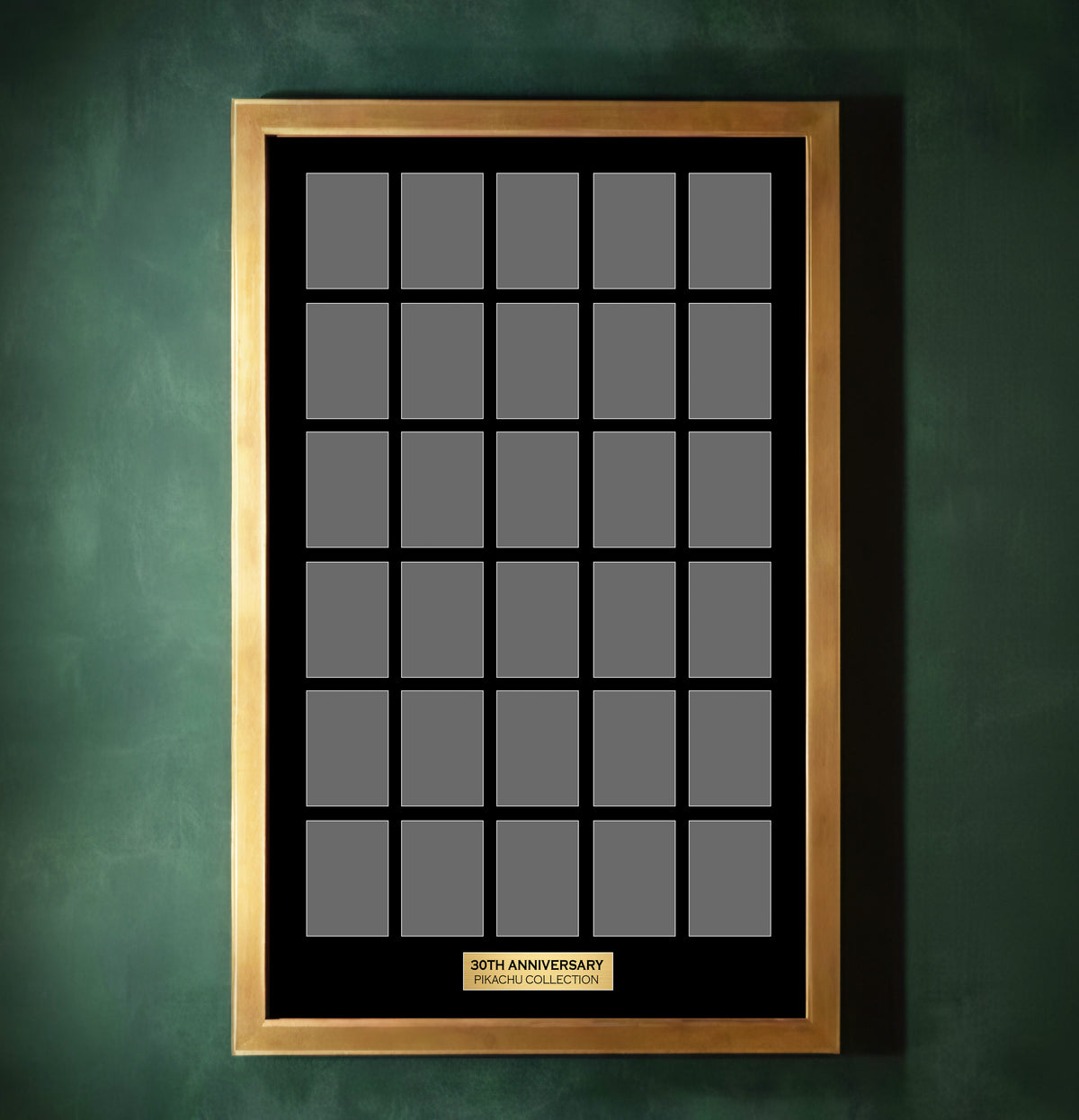 30 Raw Trading Card Display Frame with Printed Plaque | Pokemon 30th Anniversary Pikachu