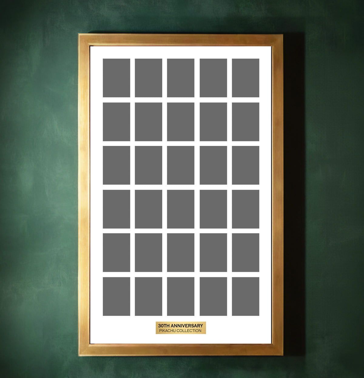 30 Raw Trading Card Display Frame with Printed Plaque | Pokemon 30th Anniversary Pikachu
