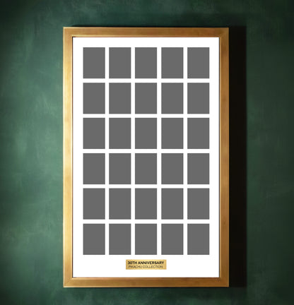 30 Raw Trading Card Display Frame with Printed Plaque | Pokemon 30th Anniversary Pikachu