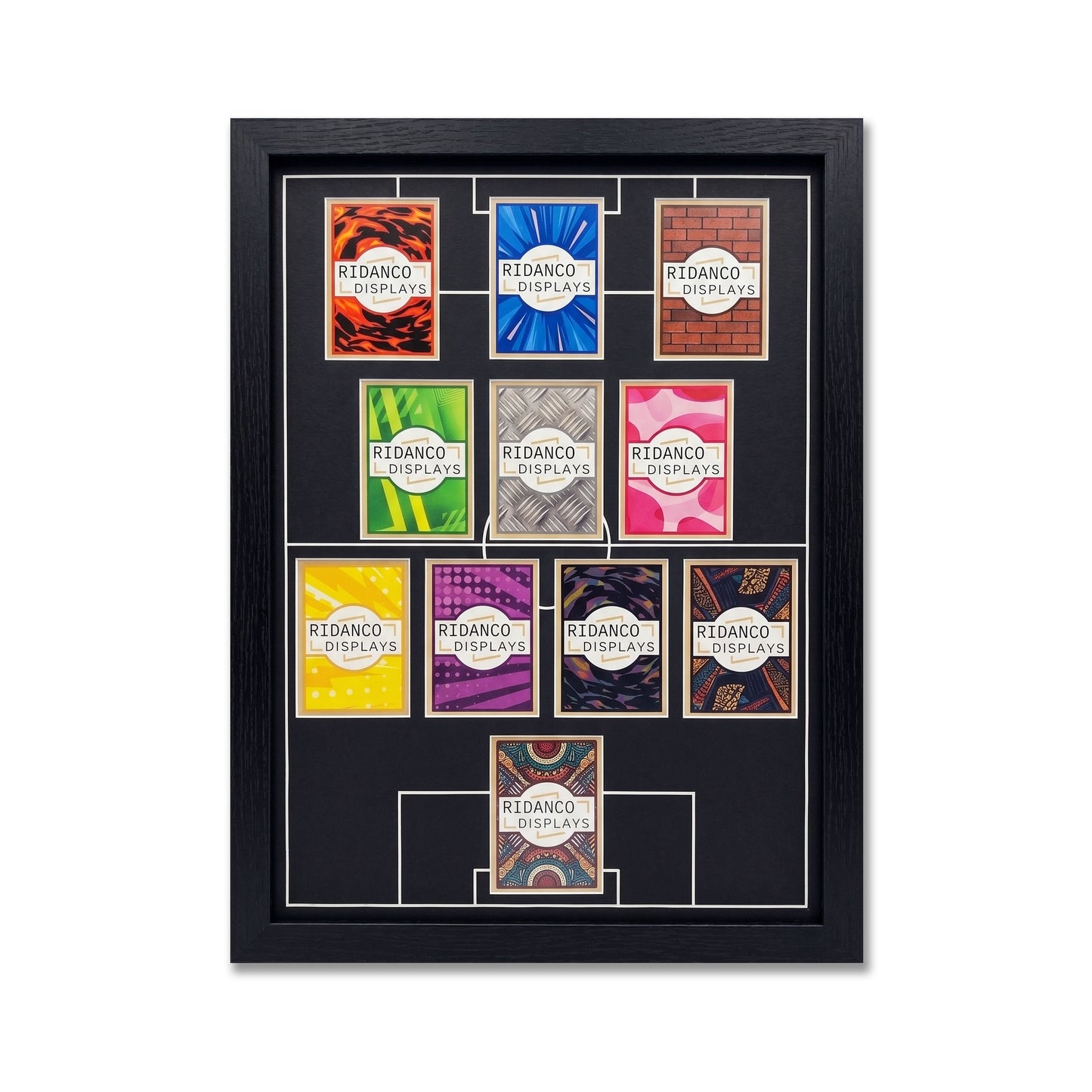 11 Football Pitch Inscribed (4-4-2 OR 4-3-3) Raw Card Display Frame | 22x22mm