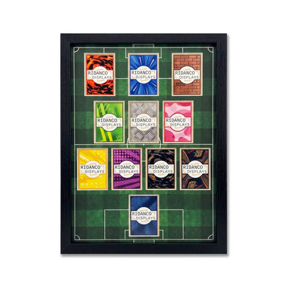 11 Football Pitch Print (4-4-2 OR 4-3-3) Raw Card Display Frame | 22x22mm