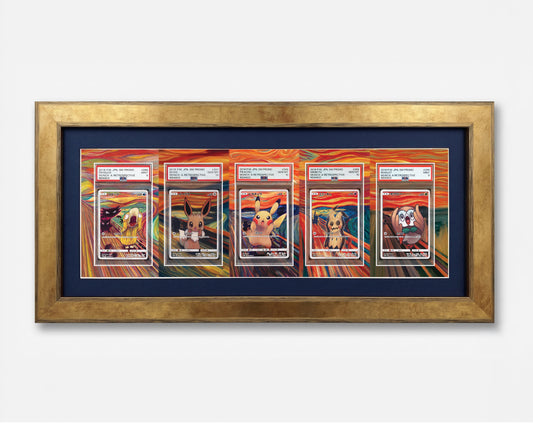 Combined 5 Scream Munch Promos Print Graded Card Slab Frame | Gold 33x30mm