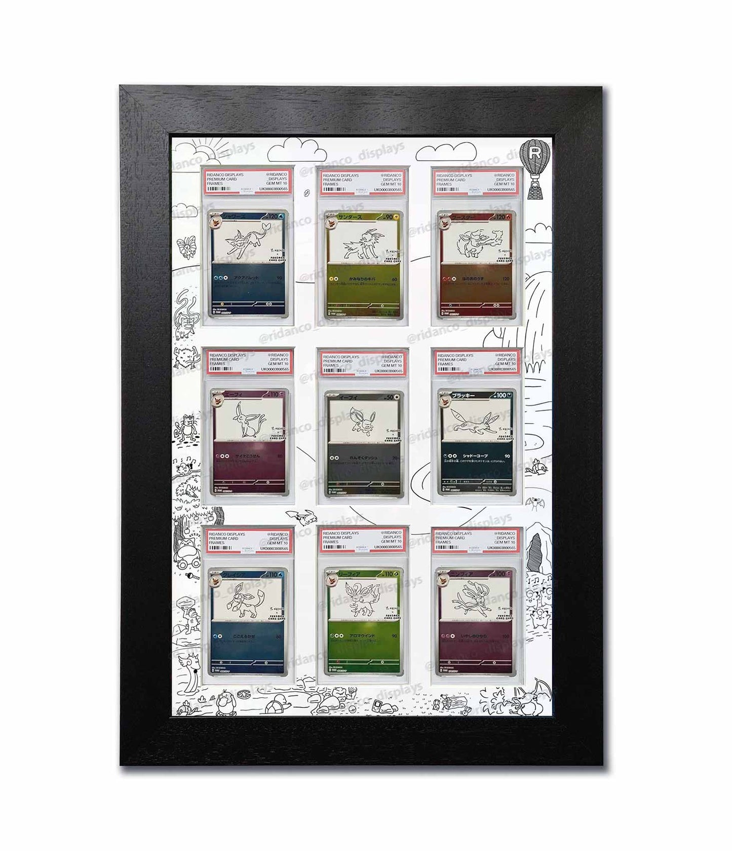 Yu Nagaba Pokemon Hand-drawn Illustration (Print) 9 Slab Frame
