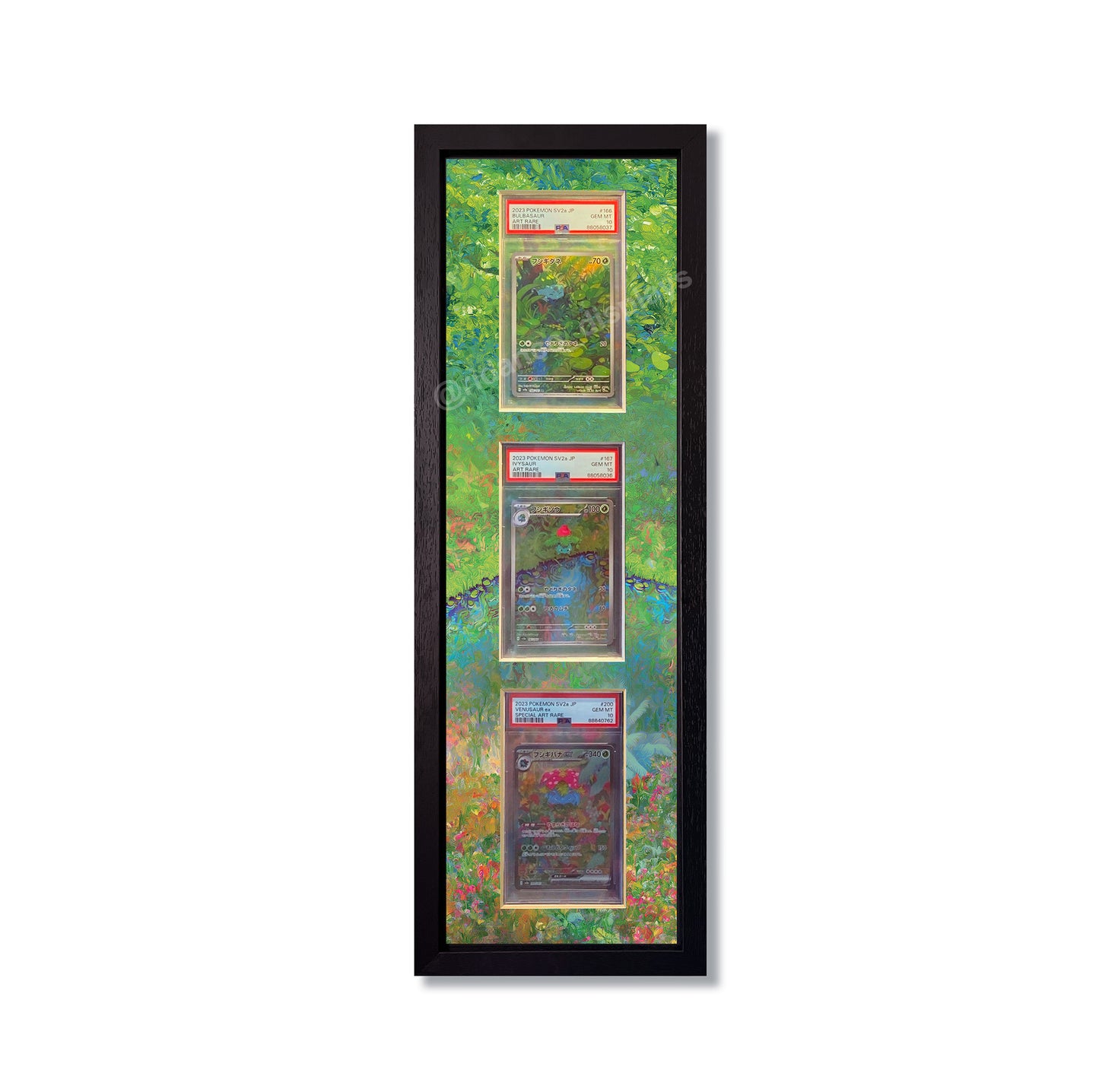 Grass Starter Pokemon 151 Evo Line Print 3 Slab Frame | Black