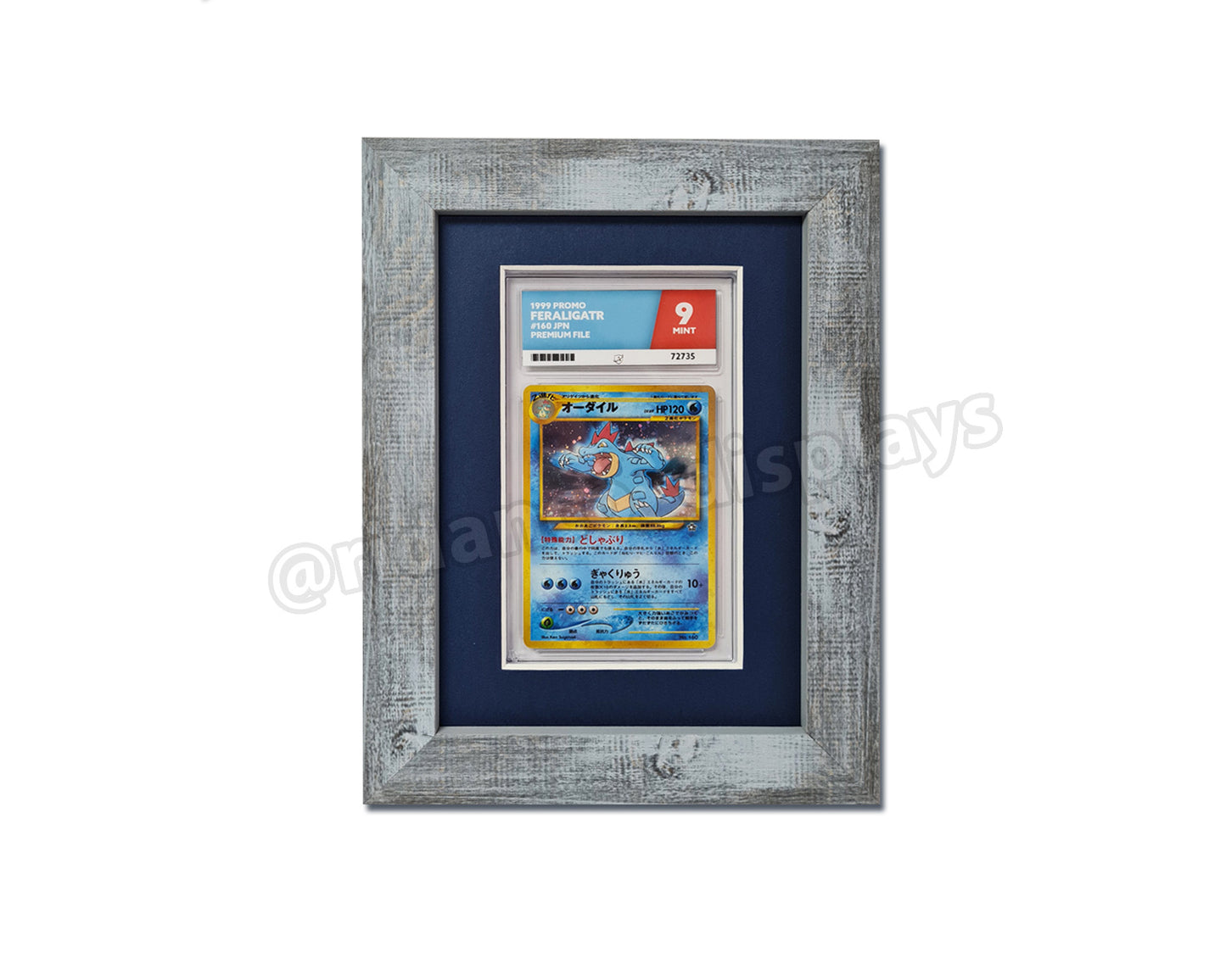 1 Graded Trading Card Slab Frame | Shabby Effect Grey/Blue, 22x23mm