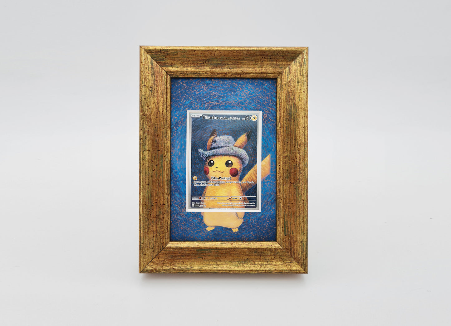 Pikachu Felt Hat Promo Raw Card Print Frame | Gold 22x22mm