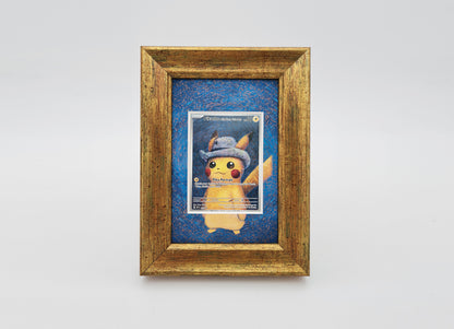 Pikachu Felt Hat Promo Raw Card Print Frame | Gold 22x22mm