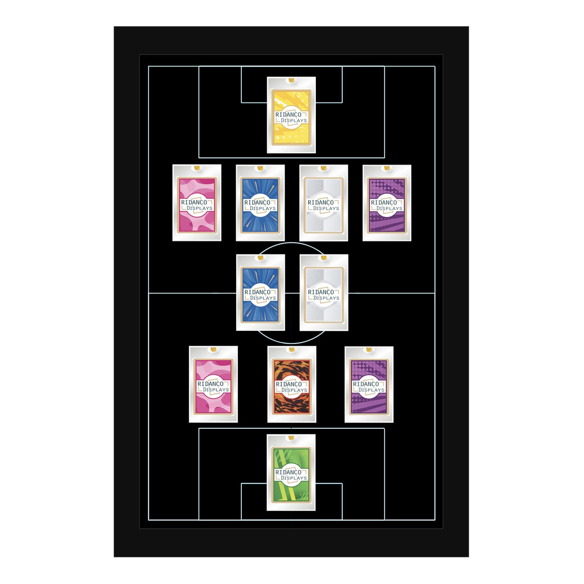 11 (3-2-4-1) Magnetic (One-Touch) Cases Football Formation Frame | Inscribed | Black