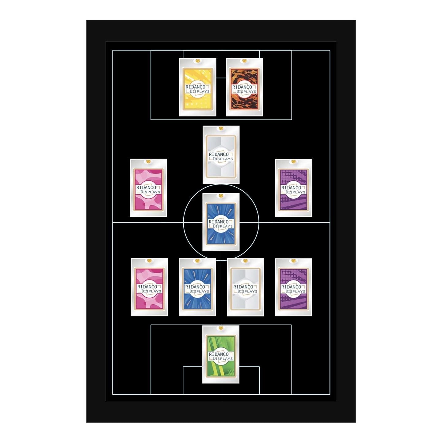 11 (4-1-2-1-2) Magnetic (One-Touch) Cases Football Formation Frame | Inscribed | Black