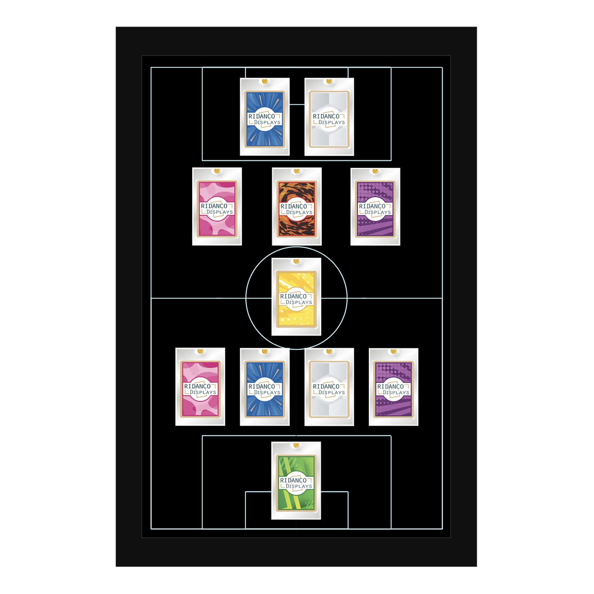 11 (4-1-3-2) Magnetic (One-Touch) Cases Football Formation Frame | Inscribed | Black