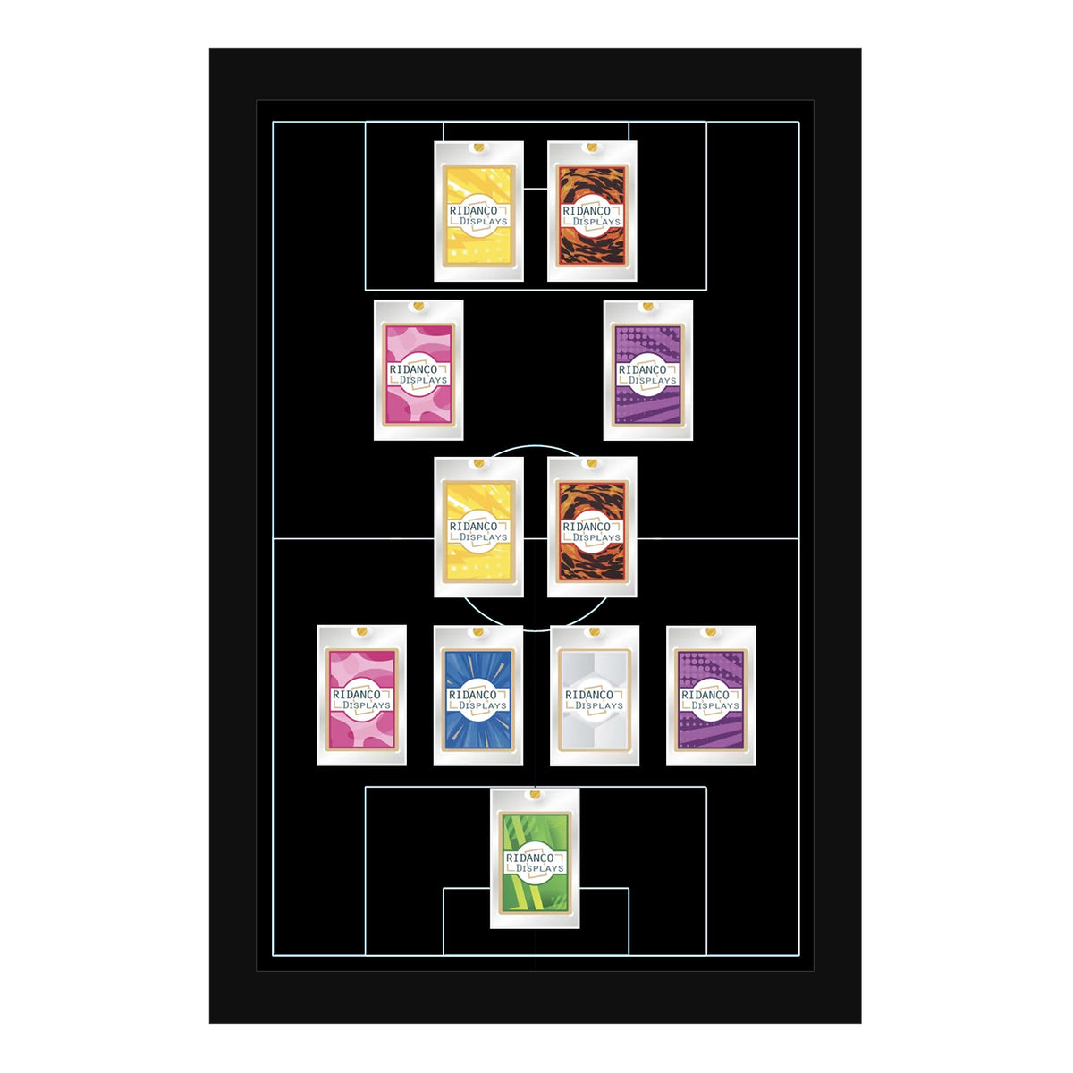 11 (4-2-2-2) Magnetic (One-Touch) Cases Football Formation Frame | Inscribed | Black
