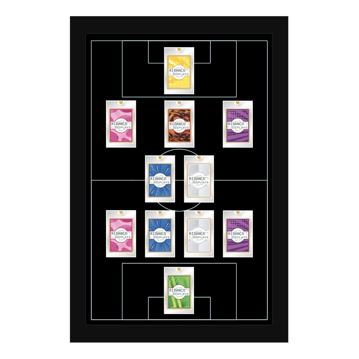 11 (4-2-3-1) Magnetic (One-Touch) Cases Football Formation Frame | Inscribed | Black
