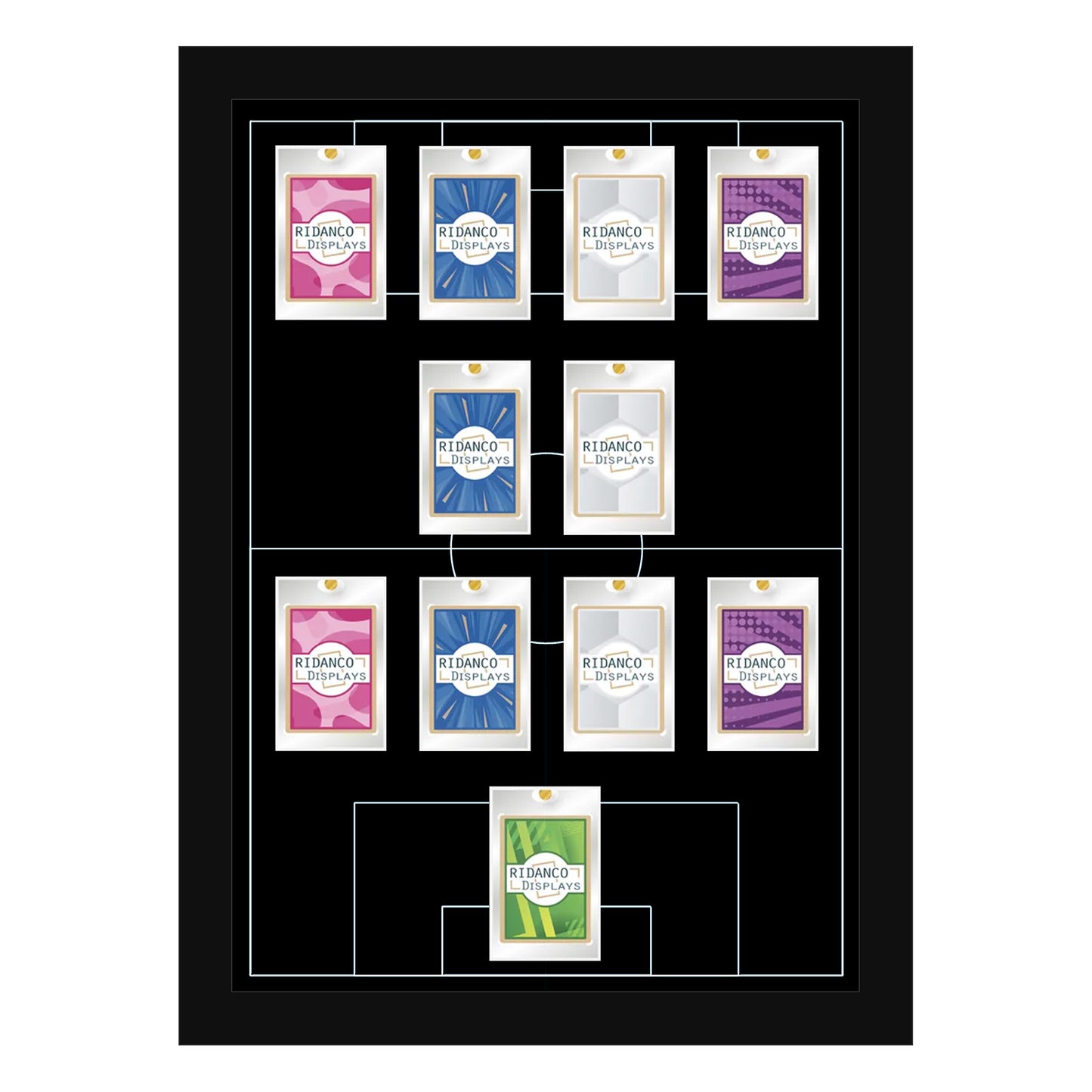 11 (4-2-4) Magnetic (One-Touch) Cases Football Formation Frame | Inscribed | Black