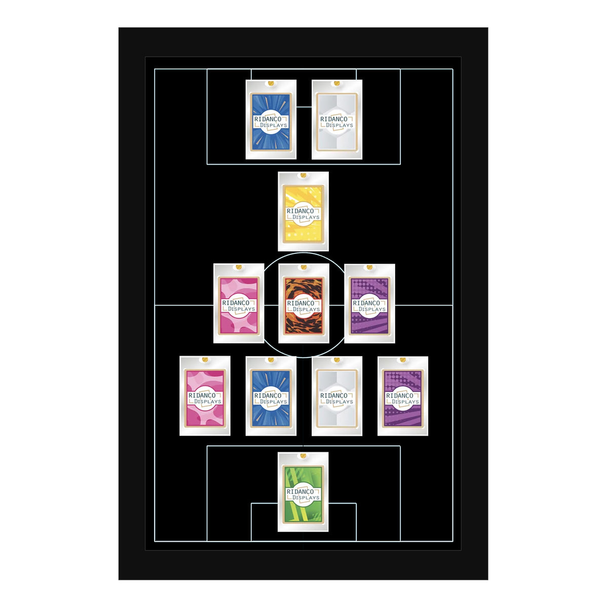 11 (4-3-1-2) Magnetic (One-Touch) Cases Football Formation Frame | Inscribed | Black