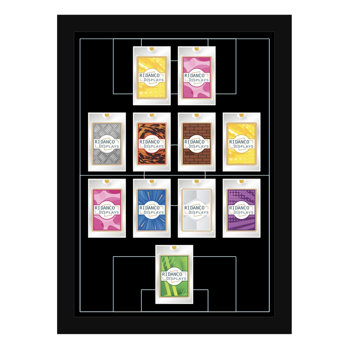 11 (4-4-2) Magnetic (One-Touch) Cases Football Formation Frame | Inscribed | Black