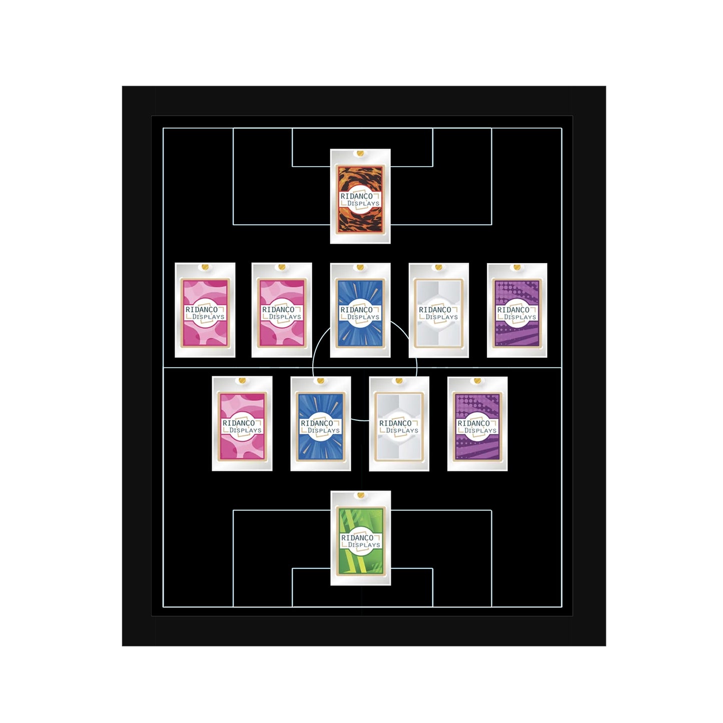 11 (4-5-1) Magnetic (One-Touch) Cases Football Formation Frame | Inscribed | Black
