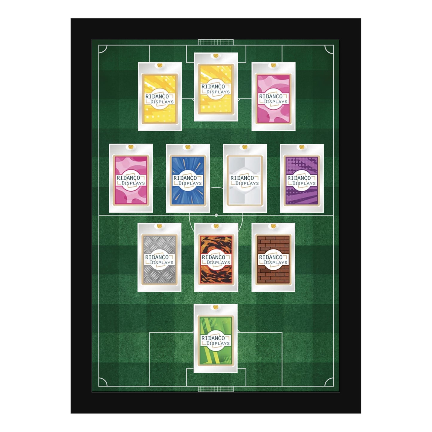 11 (3-4-2-1) Magnetic (One-Touch) Cases Football Formation Frame | Printed | Black