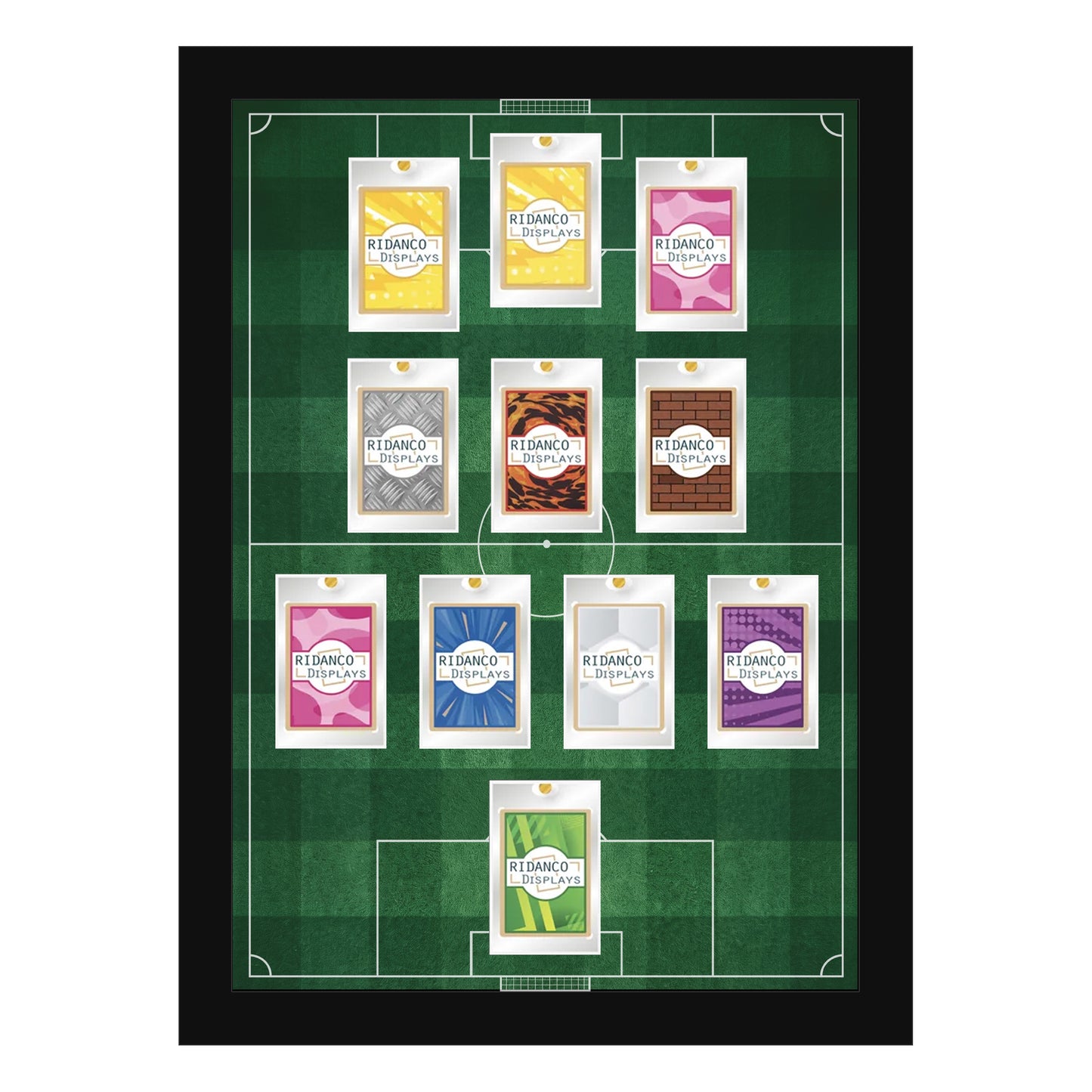 11 (4-3-2-1) Magnetic (One-Touch) Cases Football Formation Frame | Printed | Black
