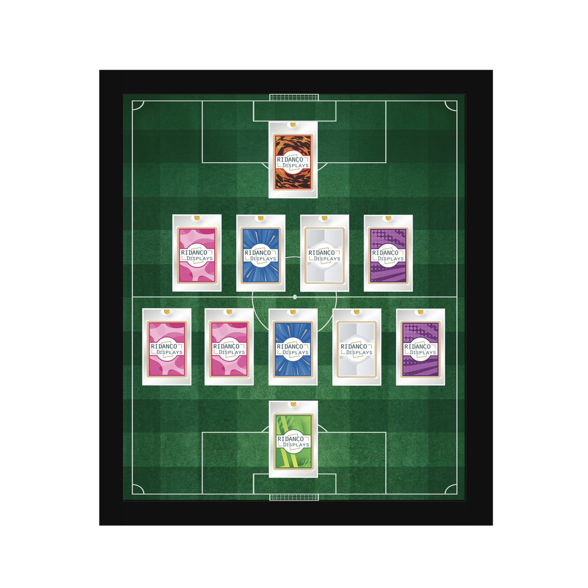 11 (5-4-1) Magnetic (One-Touch) Cases Football Formation Frame | Printed | Black