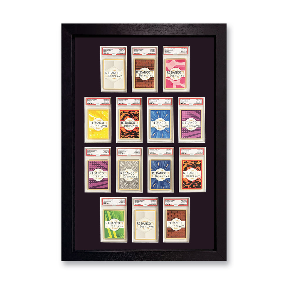 14 (3+4+4+3) Graded Card Slab Frame | Black, 39x29mm – Ridanco Displays