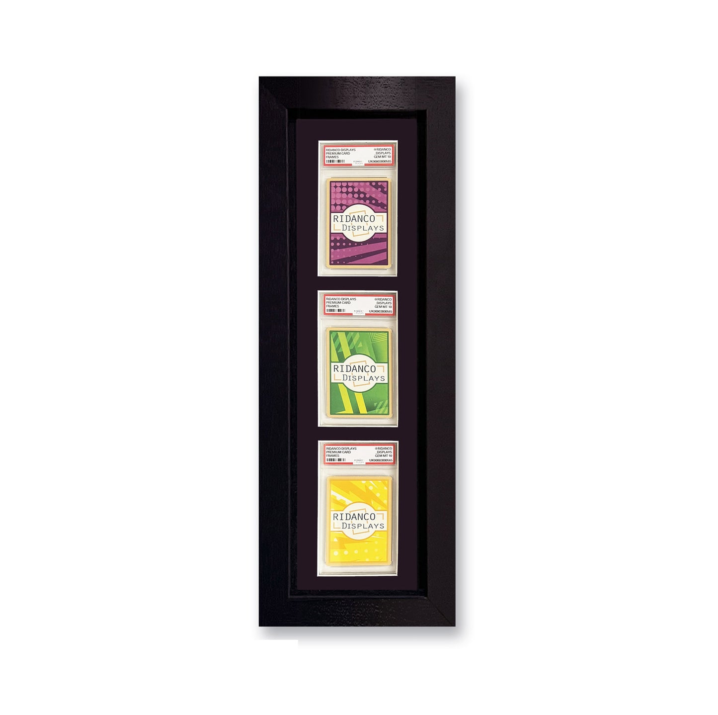 3 (3x1 layout) Graded Card Slab Frame | Black