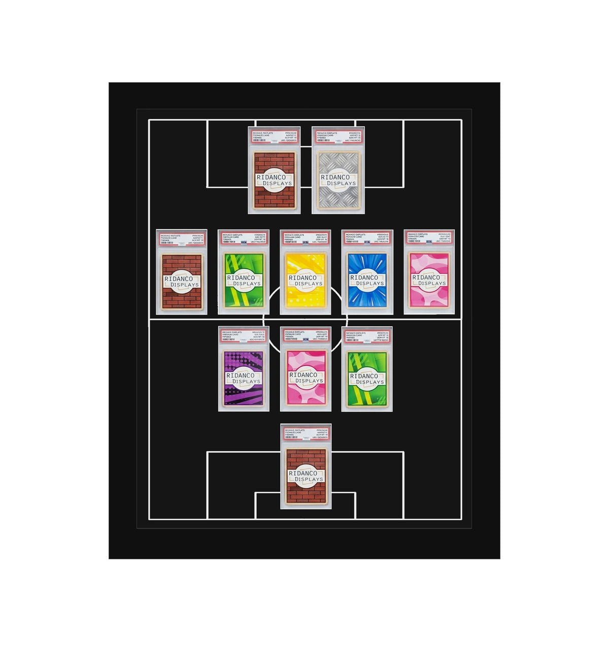 11 (3-5-2) Graded Card Football Pitch Slab Frame | Inscribed