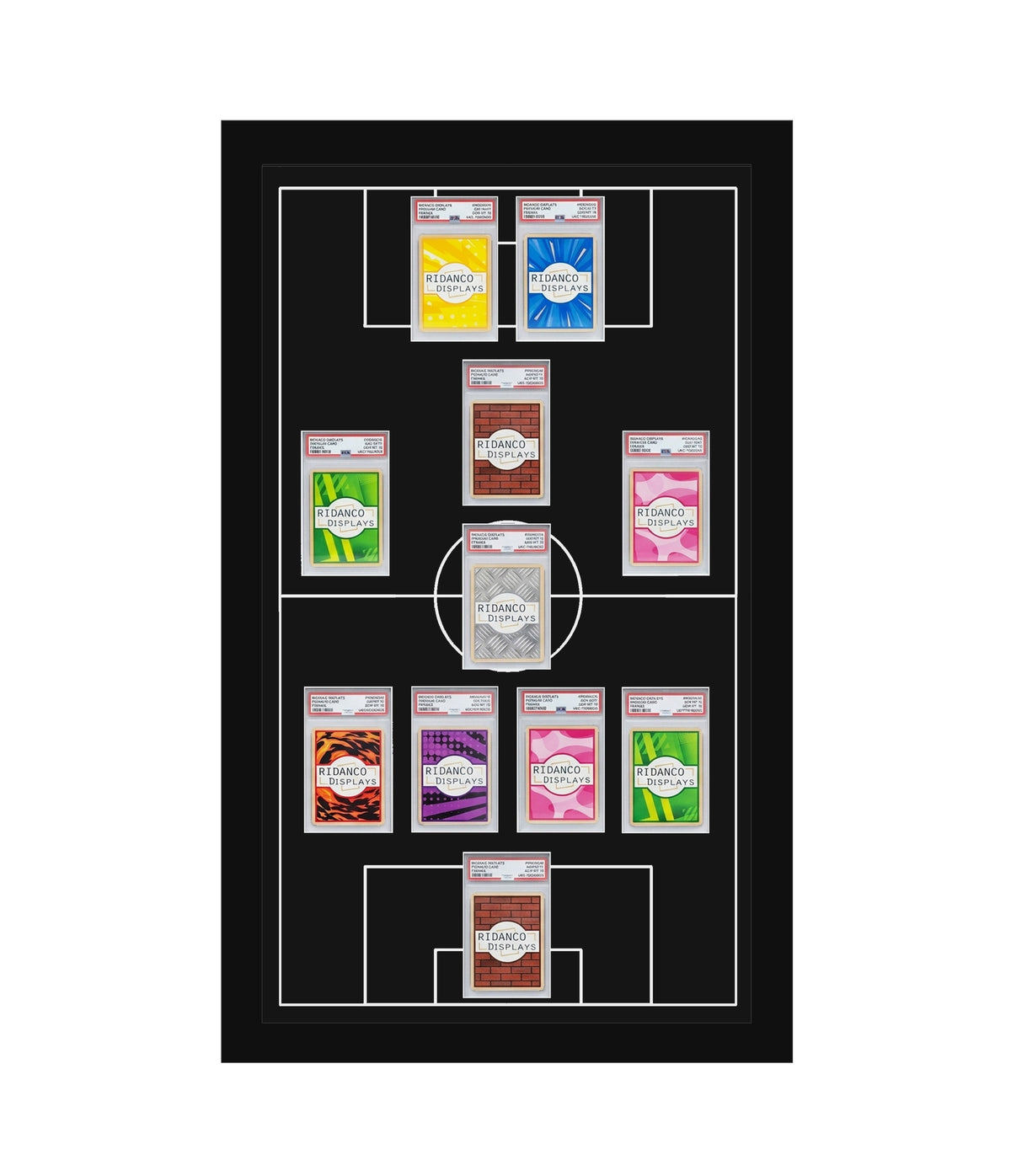 11 (4-1-2-1-2) Graded Card Football Pitch Slab Frame | Inscribed