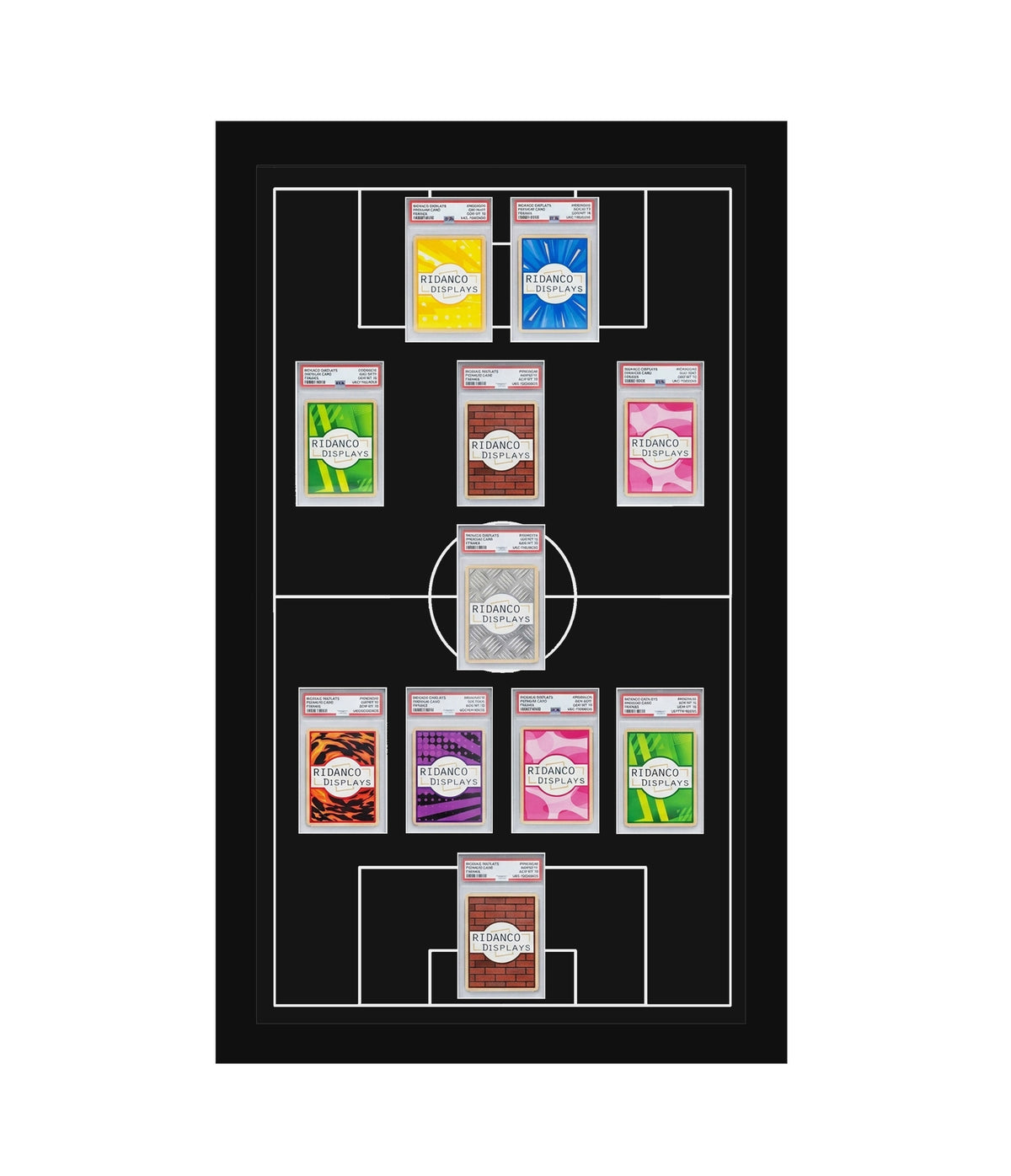 11 (4-1-3-2) Graded Card Football Pitch Slab Frame | Inscribed