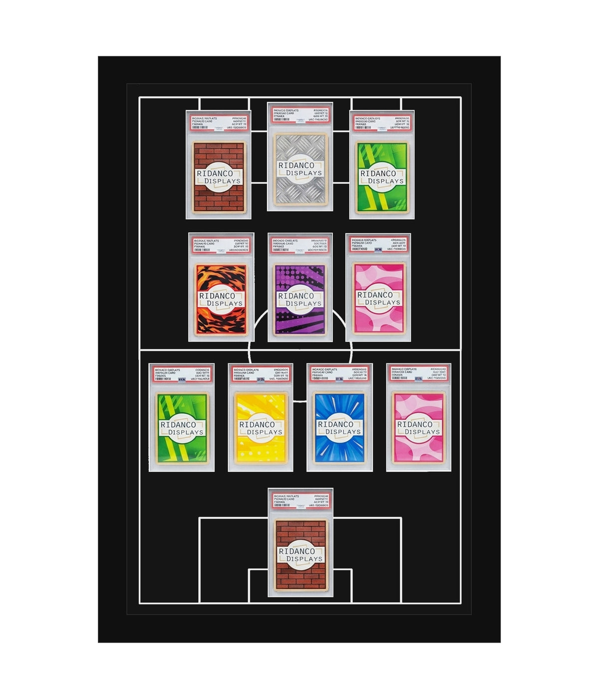 11 (4-3-2-1) Graded Card Football Pitch Slab Frame | Inscribed