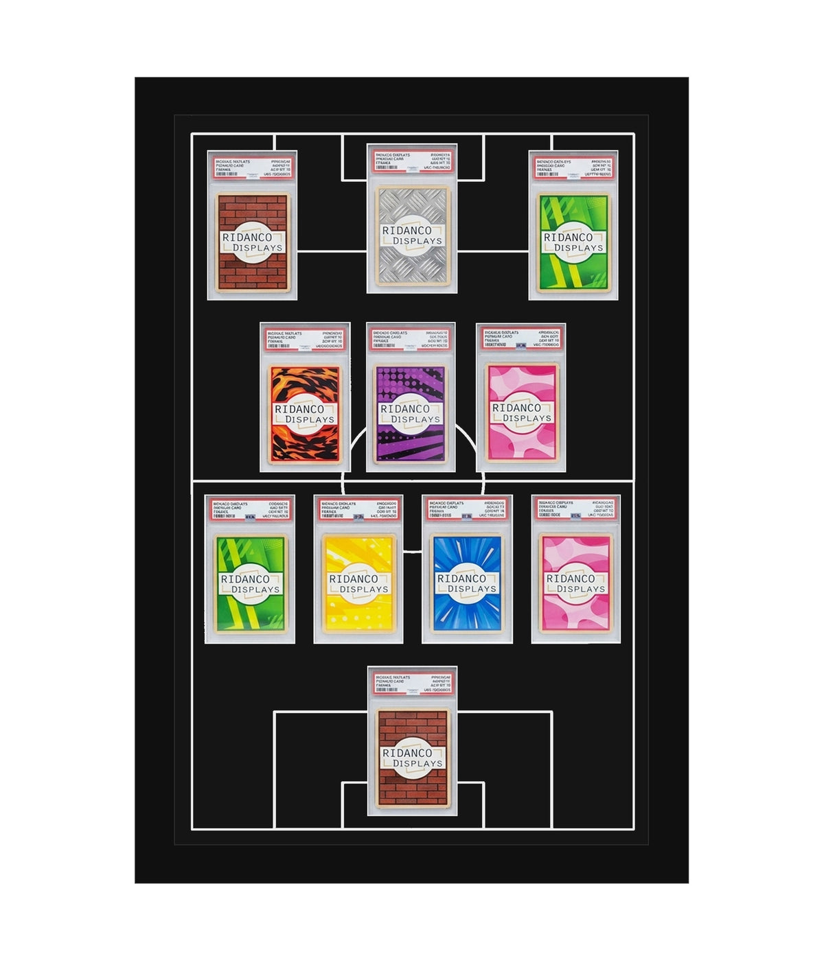 11 (4-4-3) Graded Card Football Pitch Slab Frame | Inscribed