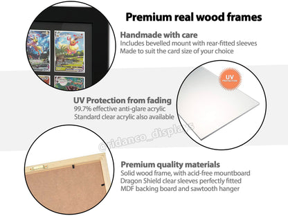 9 Raw Trading Card Display Frame | Dark Wood, 22x22mm